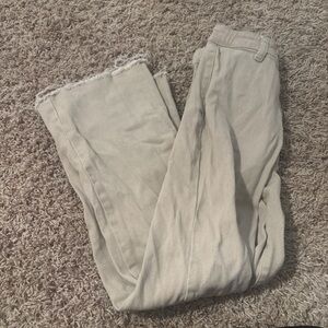 Frayed Hem Beige Pants